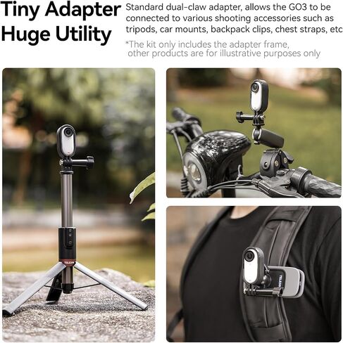 TELESIN° Tripod Mount Adapter for Insta360 GO 3 Action Camera, Plastic Frame Protective Mounting Case Compatible with Insta360 Accessory in Saudi Arabia
