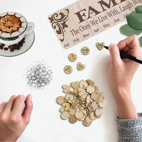 لوحة تقويم عيد ميلاد العائلة DIY خشبية لتذكير عيد الميلاد لوحة تقويم معلقة على الحائط للأم والأب مع أقراص خشبية 100 قطعة in Kuwait