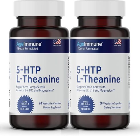 Serenity Formula for Stress Relief for Teens and Adults with 5-HTP, L-Theanine, Vitamin B6, Vitamin B12, Magnesium. 60 Veggie Capsules. Doctor Formulated, Magnesium Stearate Free. in Saudi Arabia