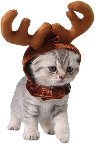 Amosfun Christmas Pet Hat with Antlers Xmas Dog Cat Costume Hat Party Cospaly Headwear for Small Pets in Saudi Arabia