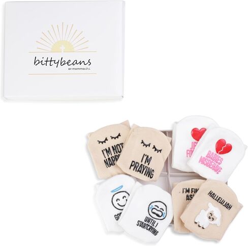 جوارب Mommachi Christian للأطفال - مجموعة من 4 أزواج، هدية رائعة محايدة للجنسين من أجل Little Blessings! هدية تعميد لطيفة، هدية مثالية لعيد الميلاد للطفل، هدية المعمودية in Kuwait