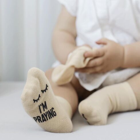 جوارب Mommachi Christian للأطفال - مجموعة من 4 أزواج، هدية رائعة محايدة للجنسين من أجل Little Blessings! هدية تعميد لطيفة، هدية مثالية لعيد الميلاد للطفل، هدية المعمودية in Kuwait