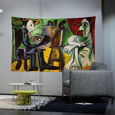 Chitteri Pablo Picasso Painter and His Model Hanging Tapestry 60" x 40" Polyester Wall Art for Home Decoration in Saudi Arabia