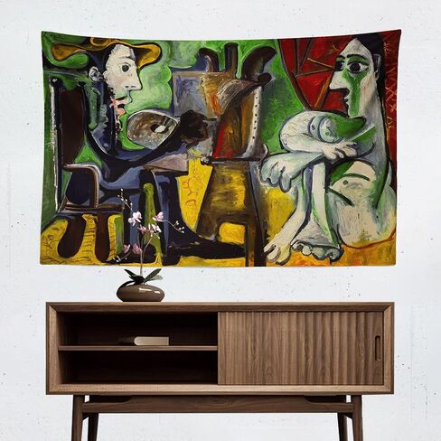 Chitteri Pablo Picasso Painter and His Model Hanging Tapestry 60" x 40" Polyester Wall Art for Home Decoration in Saudi Arabia