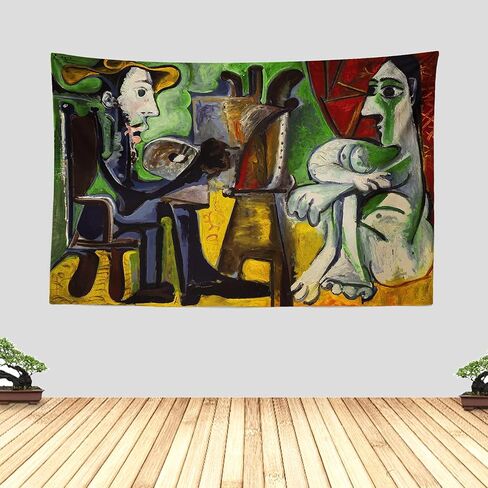 Chitteri Pablo Picasso Painter and His Model Hanging Tapestry 60" x 40" Polyester Wall Art for Home Decoration in Saudi Arabia