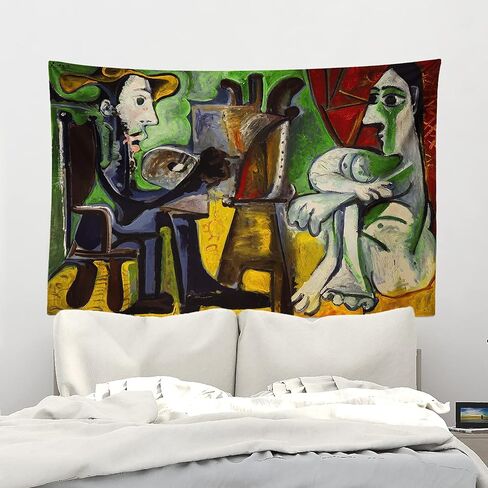 Chitteri Pablo Picasso Painter and His Model Hanging Tapestry 60" x 40" Polyester Wall Art for Home Decoration in Saudi Arabia