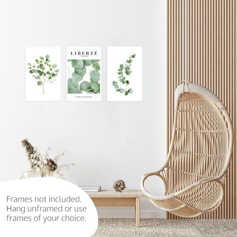 Throwback Traits "Whispers of Nature Eucalyptus Art Set - Serene Green & White Decor, 6 Inspirational French Prints - Unframed 11x17 - Inspired Wall Art for Home and Office in Saudi Arabia