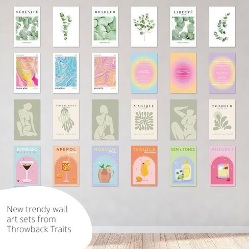 Throwback Traits "Whispers of Nature Eucalyptus Art Set - Serene Green & White Decor, 6 Inspirational French Prints - Unframed 11x17 - Inspired Wall Art for Home and Office in Saudi Arabia