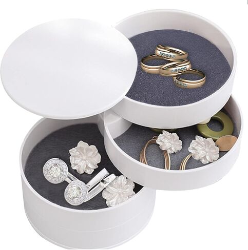 Keismodye Jewelry Organizer, Small Jewelry Organizer for Earring or Ring Holder, 4-Layer Rotating Box with Lid for Bracelets (Pink) in Kuwait