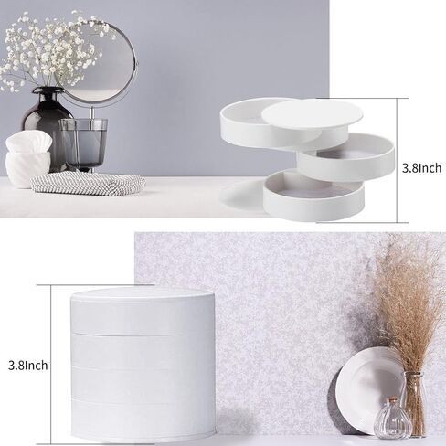 Keismodye Jewelry Organizer, Small Jewelry Organizer for Earring or Ring Holder, 4-Layer Rotating Box with Lid for Bracelets (Pink) in Kuwait