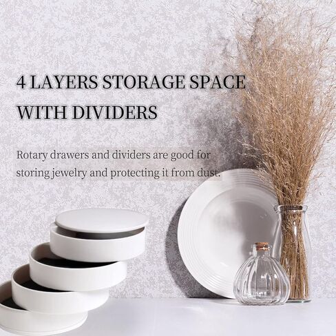 Keismodye Jewelry Organizer, Small Jewelry Organizer for Earring or Ring Holder, 4-Layer Rotating Box with Lid for Bracelets (Pink) in Kuwait