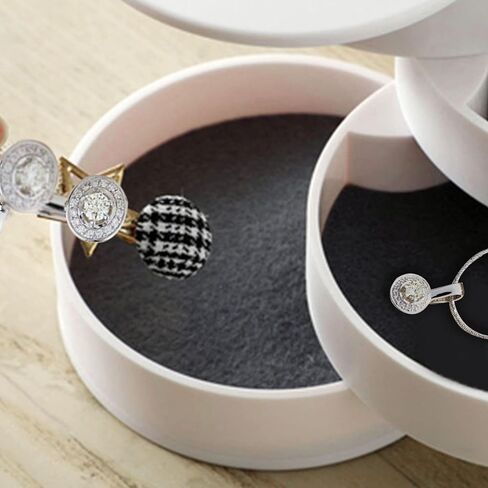 Keismodye Jewelry Organizer, Small Jewelry Organizer for Earring or Ring Holder, 4-Layer Rotating Box with Lid for Bracelets (Pink) in Kuwait