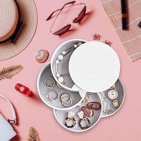 Keismodye Jewelry Organizer, Small Jewelry Organizer for Earring or Ring Holder, 4-Layer Rotating Box with Lid for Bracelets (Pink) in Kuwait