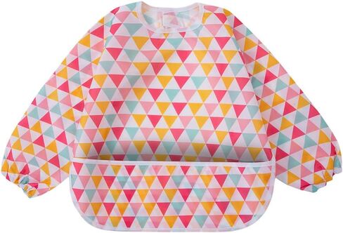 مريلة اطفال باكمام من ليتل ديمسوم، مريلة مقاومة للماء وقابلة للغسل، مجموعة مرايل للاطفال الصغار مع جيب كبير (6-36 شهرًا) - عبوة من قطعتين, One Size in Kuwait