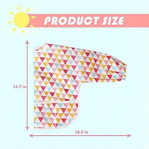 مريلة اطفال باكمام من ليتل ديمسوم، مريلة مقاومة للماء وقابلة للغسل، مجموعة مرايل للاطفال الصغار مع جيب كبير (6-36 شهرًا) - عبوة من قطعتين, One Size in Kuwait