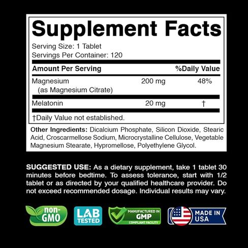 فيتابود ميلاتونين 20 ملجم مع مغنيسيوم 200 ملجم (على هيئة سيترات المغنيسيوم) - 120 قرصًا in Kuwait