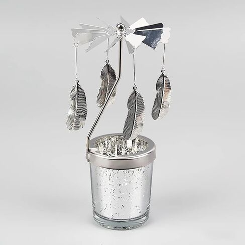 حامل شموع دوار من ميسيلا مع كوب، مجموعة شمعدان فضية دوارة لحفلات الزفاف الرومانسية، وحفلات عيد الميلاد، وديكورات طاولات المنزل، وهدية مفضلة (يونيكورن) in Kuwait