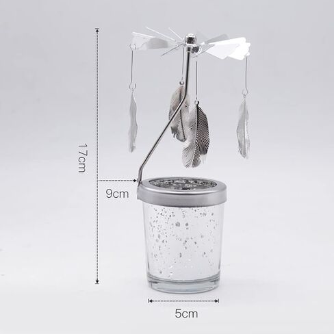 حامل شموع دوار من ميسيلا مع كوب، مجموعة شمعدان فضية دوارة لحفلات الزفاف الرومانسية، وحفلات عيد الميلاد، وديكورات طاولات المنزل، وهدية مفضلة (يونيكورن) in Kuwait