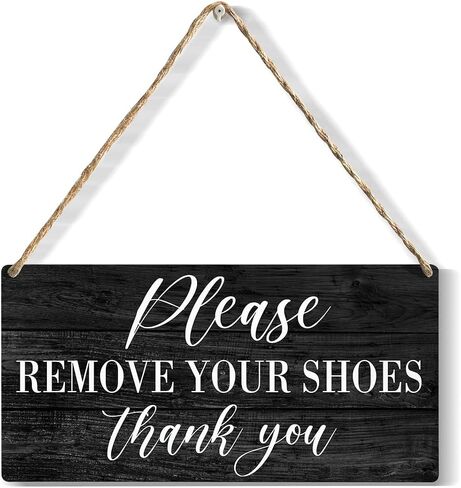 Please Remove Your Shoes Thank You Wood Sign Rustic Shoes off Wooden Hanging Plaque for Home Wall Art Decoration 6 x 12 Inches Present in Kuwait