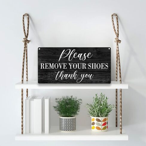 Please Remove Your Shoes Thank You Wood Sign Rustic Shoes off Wooden Hanging Plaque for Home Wall Art Decoration 6 x 12 Inches Present in Kuwait