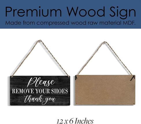 Please Remove Your Shoes Thank You Wood Sign Rustic Shoes off Wooden Hanging Plaque for Home Wall Art Decoration 6 x 12 Inches Present in Kuwait