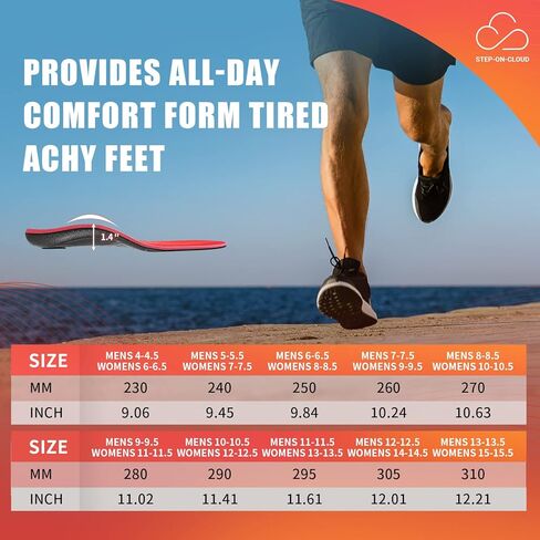 PCSsole التهاب اللفافة الأخمصية نعال داعمة للقوس العالي للرجال والنساء - حشوات أحذية تقويمية لتخفيف آلام القوس - نعل حذاء العمل - راحة طوال اليوم in Kuwait
