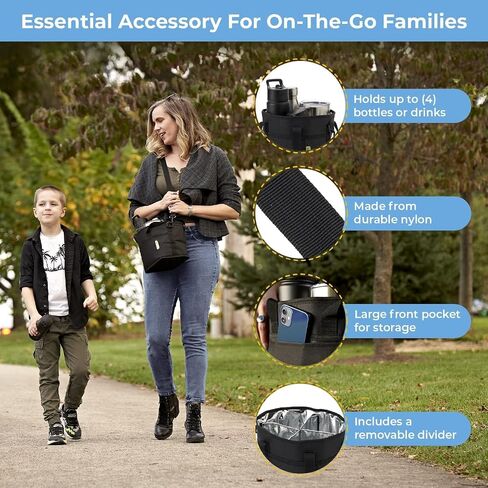 NoNa & Bee Family Size 4 Compartment Multiple Water Bottle Carrier Caddy Holder with Strap |Adjustable Insert Fits Large & Small Drinks |Won't Tip Over in Car in Saudi Arabia