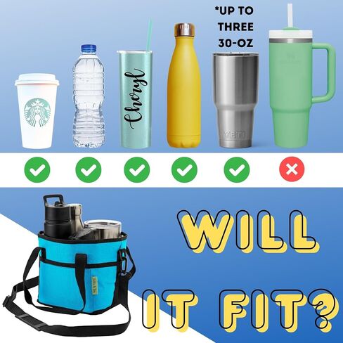 NoNa & Bee Family Size 4 Compartment Multiple Water Bottle Carrier Caddy Holder with Strap |Adjustable Insert Fits Large & Small Drinks |Won't Tip Over in Car in Saudi Arabia