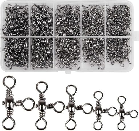 ENERHIKE 130 قطعة 3 طرق لصيد الأسماك تدور من الفولاذ المقاوم للصدأ ثلاث اتجاهات لصيد السمك، حلقات متقاطعة على شكل حرف T، وصلة لخط الصيد، أداة صيد سمك السلور، تدور جهاز صيد الأسماك in Kuwait