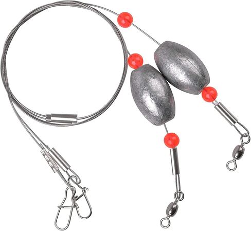 Fishing Egg Sinker Weight Rigs 6pcs Flounder Rig Saltwater Fishing Wire Leader with Egg Sinker Swivels Snap, Grouper Bottom Fishing Rigs in Saudi Arabia