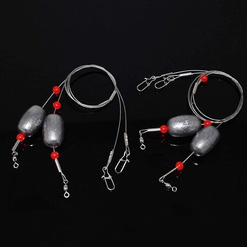 Fishing Egg Sinker Weight Rigs 6pcs Flounder Rig Saltwater Fishing Wire Leader with Egg Sinker Swivels Snap, Grouper Bottom Fishing Rigs in Saudi Arabia