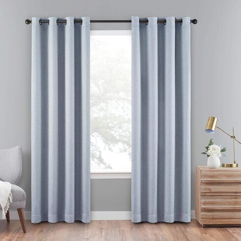 ECLIPSE Cara Grommet Top Curtains for Bedroom, Single Panel, 50" x 84", Denim in Saudi Arabia