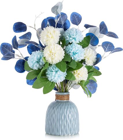 BLOSMON Table Decor Artificial Flowers Vase Small Fake Champagne Flower Arrangement 2pcs Floral Arrangement for Tables centerpieces Kitchen Dining Room Decorations Flower in Vase Silk Roses in Saudi Arabia