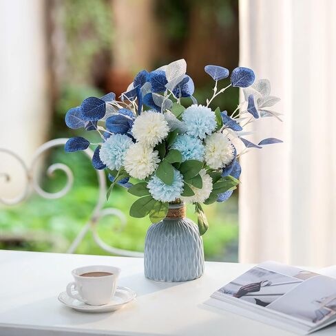 BLOSMON Table Decor Artificial Flowers Vase Small Fake Champagne Flower Arrangement 2pcs Floral Arrangement for Tables centerpieces Kitchen Dining Room Decorations Flower in Vase Silk Roses in Saudi Arabia