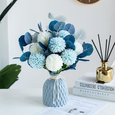 BLOSMON Table Decor Artificial Flowers Vase Small Fake Champagne Flower Arrangement 2pcs Floral Arrangement for Tables centerpieces Kitchen Dining Room Decorations Flower in Vase Silk Roses in Saudi Arabia