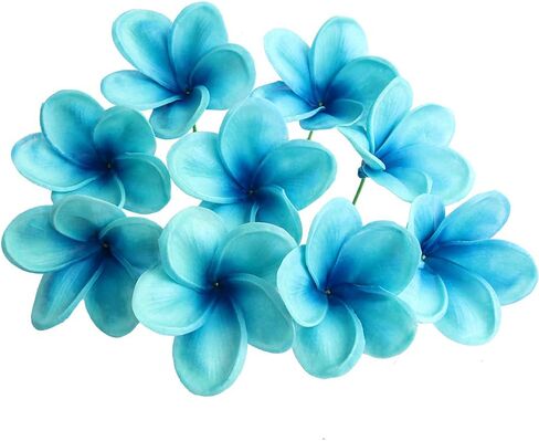 10 قطع من Xilyya ذات ملمس حقيقي طبيعي ورأس زهور بلوميريا صناعية وليست حريرية مع جذع لتزيين الكعك بنفسك وباقات الزفاف (مشمش) in Kuwait