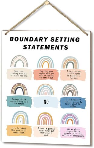 لوحة خشبية للتعليق على الحائط مقاس 8 × 10 بوصة، بيانات تحديد الحدود، علامة خشبية بألوان محايدة من بوهو هدية فنية جدارية مزخرفة للمستشار المعالج والمكتب وغرفة المعيشة - 10 in Kuwait