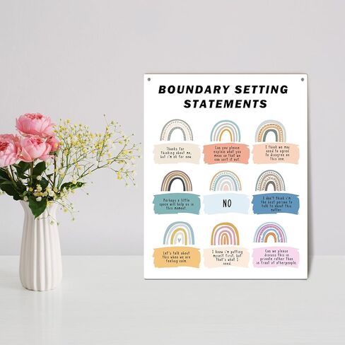 لوحة خشبية للتعليق على الحائط مقاس 8 × 10 بوصة، بيانات تحديد الحدود، علامة خشبية بألوان محايدة من بوهو هدية فنية جدارية مزخرفة للمستشار المعالج والمكتب وغرفة المعيشة - 10 in Kuwait