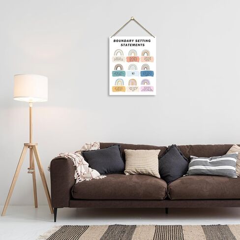 لوحة خشبية للتعليق على الحائط مقاس 8 × 10 بوصة، بيانات تحديد الحدود، علامة خشبية بألوان محايدة من بوهو هدية فنية جدارية مزخرفة للمستشار المعالج والمكتب وغرفة المعيشة - 10 in Kuwait