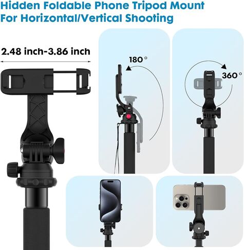 𝐔𝐩𝐠𝐫𝐚𝐝𝐞𝐝 63'' Photography Monopod with Phone Tripod Mount & Remote Heavy Duty Aluminum Camera Monopod Extending Pole for iPhone Gopro Mirrorless DSLR Cameras in Saudi Arabia