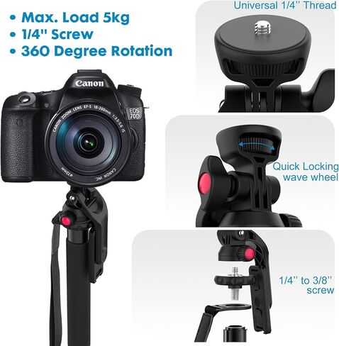 𝐔𝐩𝐠𝐫𝐚𝐝𝐞𝐝 63'' Photography Monopod with Phone Tripod Mount & Remote Heavy Duty Aluminum Camera Monopod Extending Pole for iPhone Gopro Mirrorless DSLR Cameras in Saudi Arabia