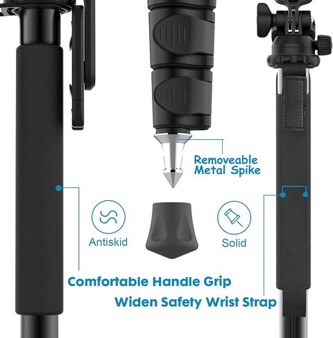 𝐔𝐩𝐠𝐫𝐚𝐝𝐞𝐝 63'' Photography Monopod with Phone Tripod Mount & Remote Heavy Duty Aluminum Camera Monopod Extending Pole for iPhone Gopro Mirrorless DSLR Cameras in Saudi Arabia