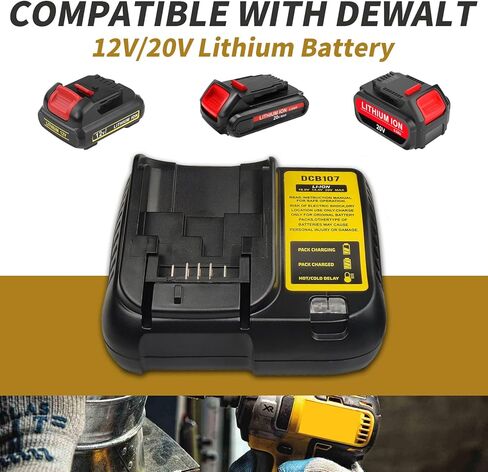 شاحن بطارية ليثيوم أيون DCB107 12 فولت/20 فولت متوافق مع بطاريات ديوالت DCB120 DCB127 DCB200 DCB201 DCB203 DCB204 DCB206 DCB207 in Kuwait