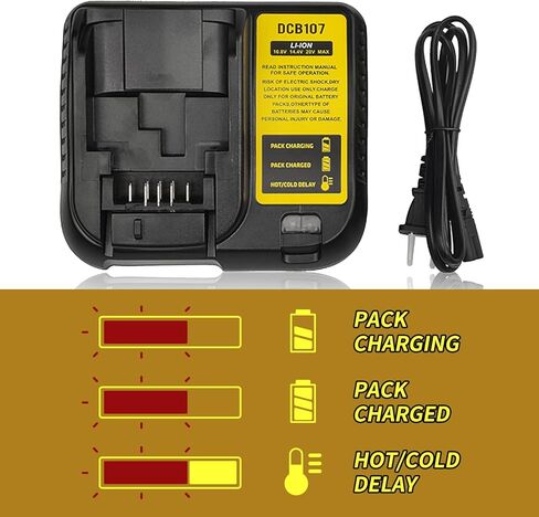 شاحن بطارية ليثيوم أيون DCB107 12 فولت/20 فولت متوافق مع بطاريات ديوالت DCB120 DCB127 DCB200 DCB201 DCB203 DCB204 DCB206 DCB207 in Kuwait
