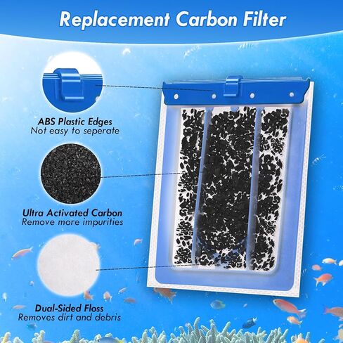 خرطوشة فلتر حوض السمك الكبيرة المكونة من 8 قطع من LeadCon متوافقة مع مرشحات الطاقة Tetra Whisper Bio-Bag 20i، 40i، IQ20 30، 45، 60، 20، 30، 40، 60، ReptoFilter 50 جالونًا من أحواض السمك in Kuwait