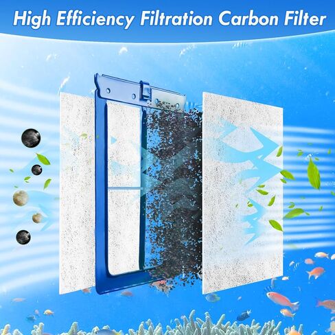خرطوشة فلتر حوض السمك الكبيرة المكونة من 8 قطع من LeadCon متوافقة مع مرشحات الطاقة Tetra Whisper Bio-Bag 20i، 40i، IQ20 30، 45، 60، 20، 30، 40، 60، ReptoFilter 50 جالونًا من أحواض السمك in Kuwait