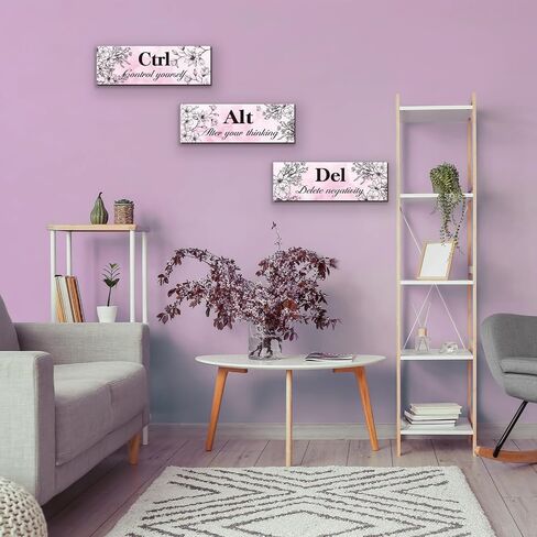 3 Pcs Blue Wall Decor Blue Roses Office Decor Inspirational Flower Wooden Wall Art Blue Decor with Positive Quotes Ctrl Alt Del for Girl Women Office Bedroom Bathroom Living Room (Blue Rose12 x 4 In) in Saudi Arabia