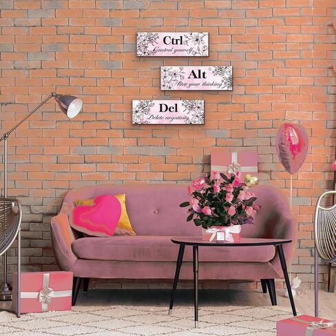 3 Pcs Blue Wall Decor Blue Roses Office Decor Inspirational Flower Wooden Wall Art Blue Decor with Positive Quotes Ctrl Alt Del for Girl Women Office Bedroom Bathroom Living Room (Blue Rose12 x 4 In) in Saudi Arabia