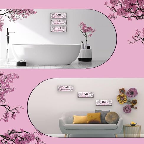 3 Pcs Blue Wall Decor Blue Roses Office Decor Inspirational Flower Wooden Wall Art Blue Decor with Positive Quotes Ctrl Alt Del for Girl Women Office Bedroom Bathroom Living Room (Blue Rose12 x 4 In) in Saudi Arabia