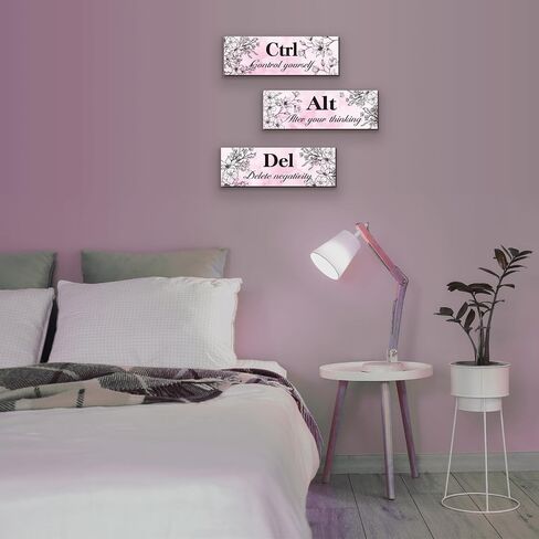 3 Pcs Blue Wall Decor Blue Roses Office Decor Inspirational Flower Wooden Wall Art Blue Decor with Positive Quotes Ctrl Alt Del for Girl Women Office Bedroom Bathroom Living Room (Blue Rose12 x 4 In) in Saudi Arabia